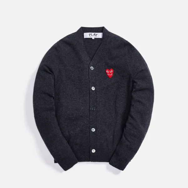 comme des gar ons play charcoal cardigan - KITH-SHOP