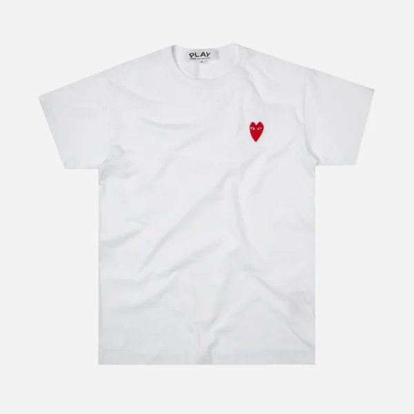 comme des gar ons play white t shirt with red heart design - KITH-SHOP