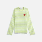 comme des gar ons play women s long sleeve t shirt light green striped design - KITH-SHOP