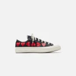 comme des gar ons play x converse low top shoes black with red hearts - KITH-SHOP