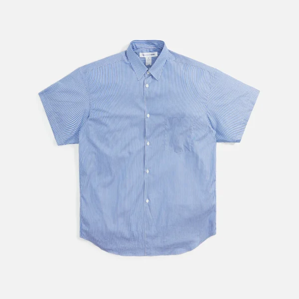 comme des gar ons shirt cotton poplin stripe shirt in blue - KITH-SHOP