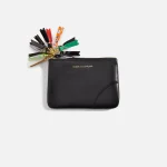 comme des gar ons small black zippered mini pouch with pocket design - KITH-SHOP