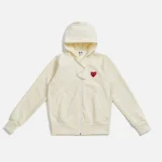 comme des gar ons women s play ivory zip up hoodie - KITH-SHOP