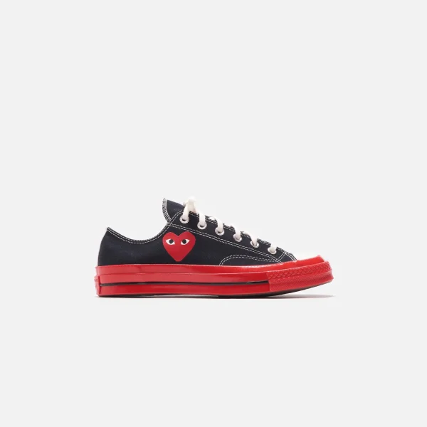 converse x comme des gar ons play red sole black low top shoes - KITH-SHOP