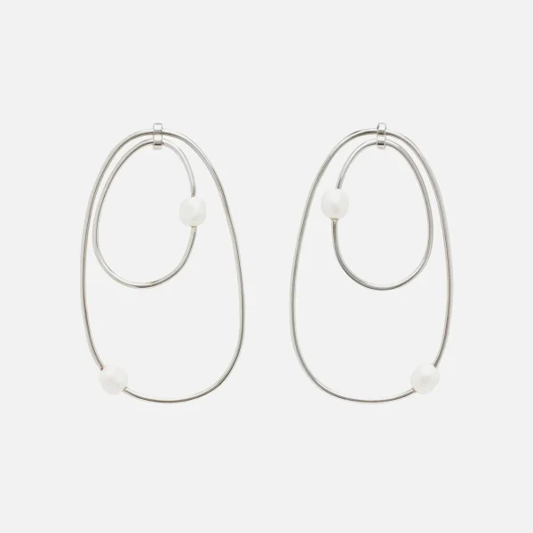 coperni silver orbit medium swipe earrings - KITH-SHOP