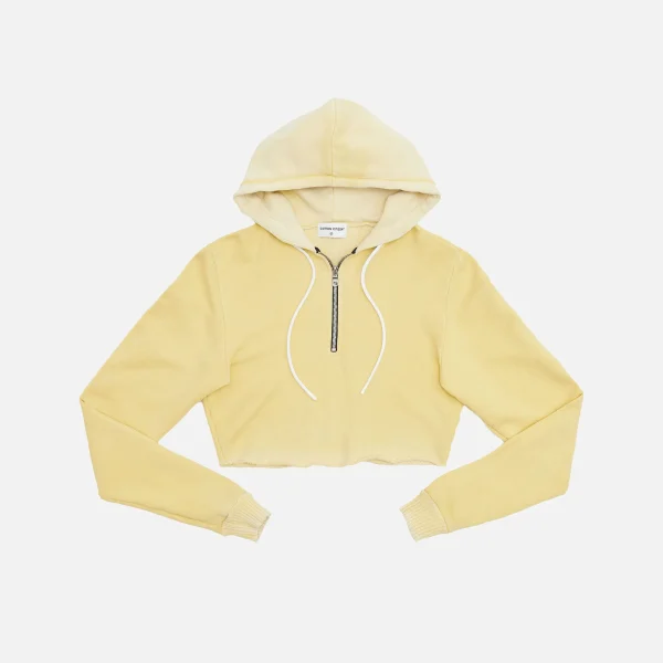 cotton citizen brooklyn cropped zip hoodie in butter - KITH-SHOP