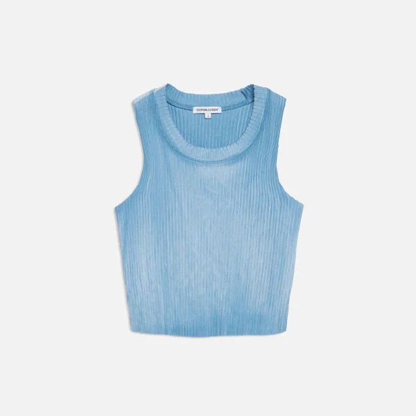 cotton citizen ibiza crop tank top in aqua mix - KITH-SHOP