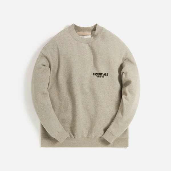 cozy dark oatmeal essentials crewneck sweatshirt - KITH-SHOP