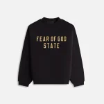 cozy fleece crewneck sweatshirt black essentials - KITH-SHOP