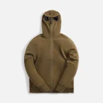 cp company khaki diagonal raised fleece goggle hoodie - KITH-SHOP