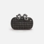 crystal embellished black clutch bag elegant self portrait design - KITH-SHOP