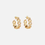 crystal haze mexican chain hoops in clear and gold - KITH-SHOP