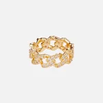 crystal haze mexican chain ring in clear crystal with gold finish - KITH-SHOP