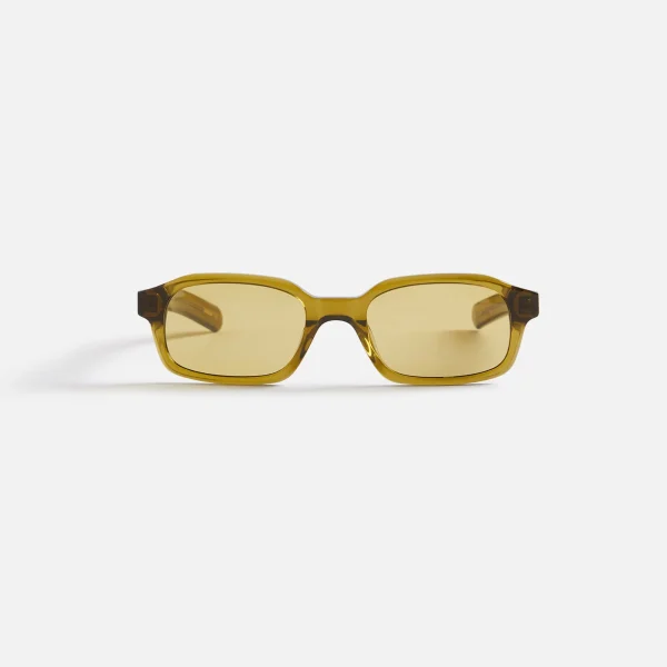 crystal olive flatlist hanky sunglasses with smoked olive lenses - KITH-SHOP