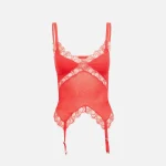 dion lee red lace ribbed garter tank top - KITH-SHOP