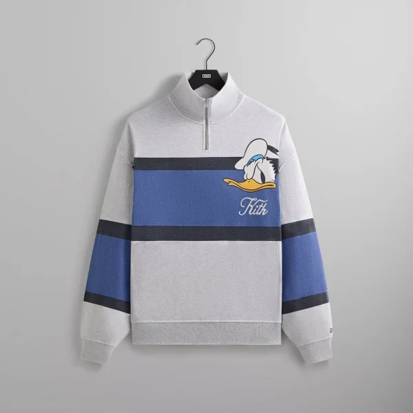 disney x kith donald duck quarter zip fleece sweatshirt light heather grey - KITH-SHOP