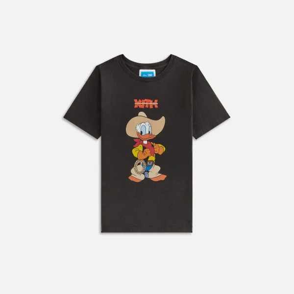 disney x kith kids donald duck cowboy vintage graphic tee black - KITH-SHOP