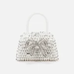 embellished micro bow self portrait bag in white - KITH-SHOP