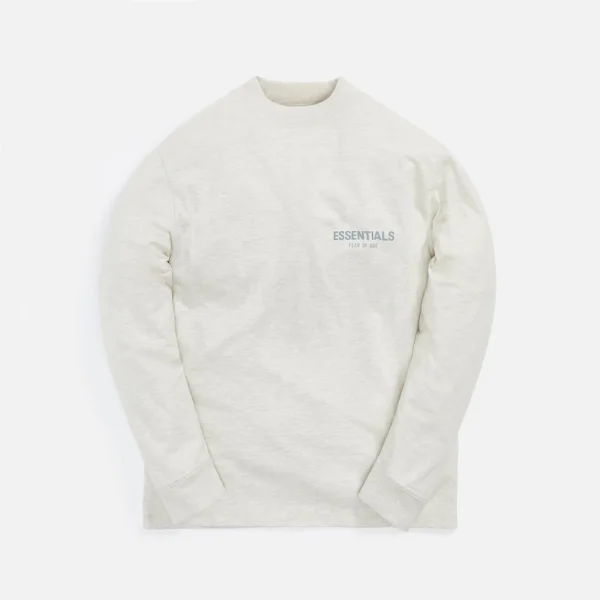 essentials light heather oatmeal long sleeve tee - KITH-SHOP