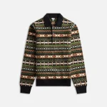 fair isle polo sweater in green multicolor by loewe - KITH-SHOP