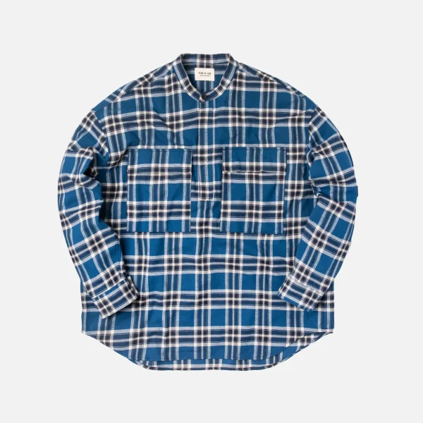 fear of god blue plaid henley pullover - KITH-SHOP