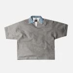 fear of god fifth collection v neck polo shirt heather grey - KITH-SHOP