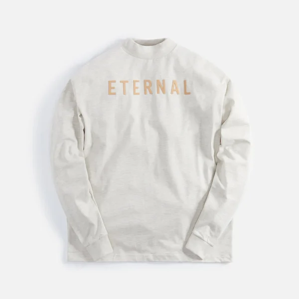 fear of god long sleeve cotton tee in warm heather oatmeal - KITH-SHOP