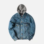 fear of god vintage indigo selvedge denim terry hooded trucker jacket 5th collection - KITH-SHOP