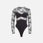 fleur du mal black lace and jersey bodysuit elegant bouquet design - KITH-SHOP