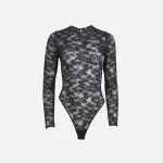 fleur du mal black stretch long sleeve bodysuit - KITH-SHOP