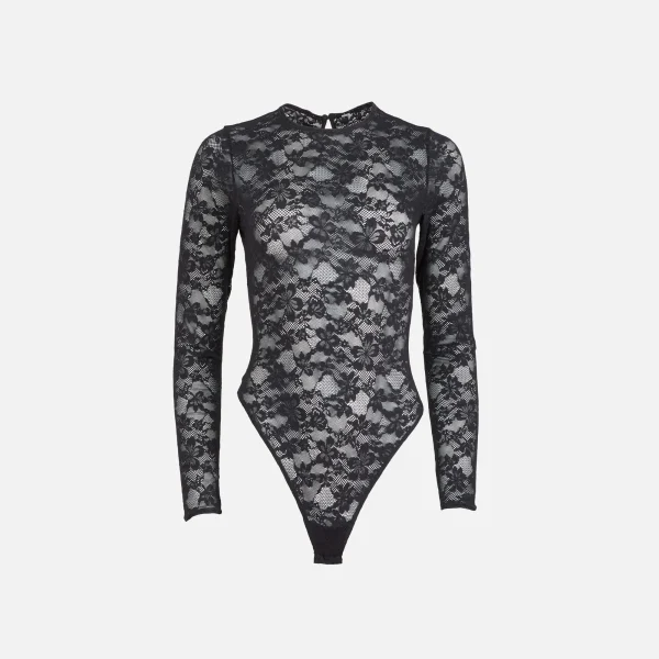 fleur du mal black stretch long sleeve bodysuit - KITH-SHOP