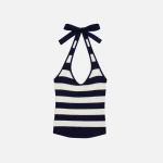 frankies bikinis marialla knit halter top in sea stripe - KITH-SHOP