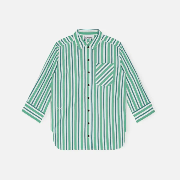 ganni creme de menthe striped cotton shirt - KITH-SHOP