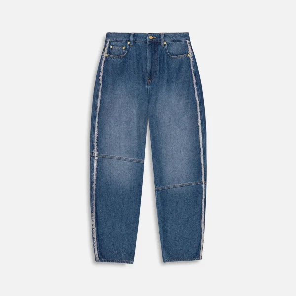 ganni mid blue stonewashed heavy denim star jeans - KITH-SHOP