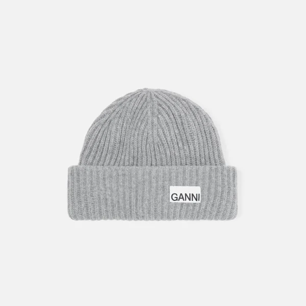 ganni paloma melange structured rib knit beanie - KITH-SHOP