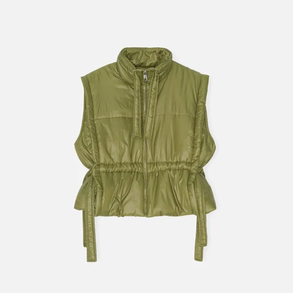 ganni spaghnum shiny quilt vest - KITH-SHOP