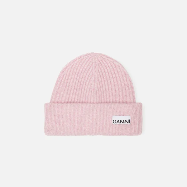 ganni structured ribbed beanie in lilac sachet - KITH-SHOP