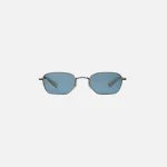 garrett leight holly sunglasses blue silver champagne mirror - KITH-SHOP