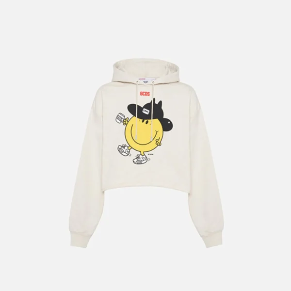 gcds white mr messy cropped hoodie - KITH-SHOP