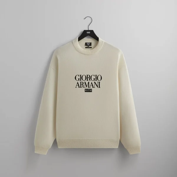 giorgio armani x kith classic logo cashmere sweater in sandrift - KITH-SHOP