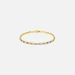 gold baguette crystal tennis bracelet with numbering design - KITH-SHOP