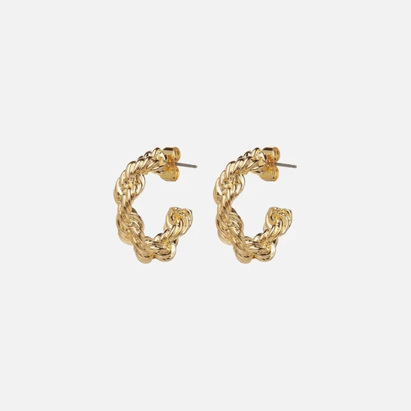 gold crystal haze baby rope hoop earrings - KITH-SHOP