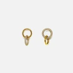 gold double pave link numbering earrings - KITH-SHOP