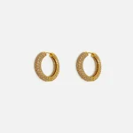 gold large numbering pave hoop earrings - KITH-SHOP