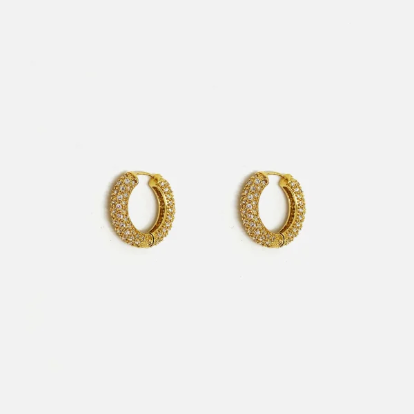 gold small numbering pave hoops - KITH-SHOP