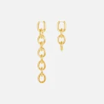 gold unbalanced chain drop numbering earrings - KITH-SHOP