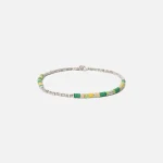 green and silver beaded maor shine 4 bracelet with sterling silver accents - KITH-SHOP