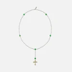 green onyx freshwater pearl rosary necklace - KITH-SHOP