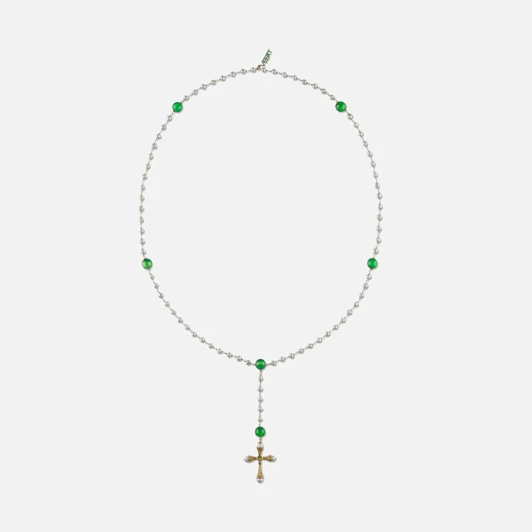 green onyx freshwater pearl rosary necklace - KITH-SHOP