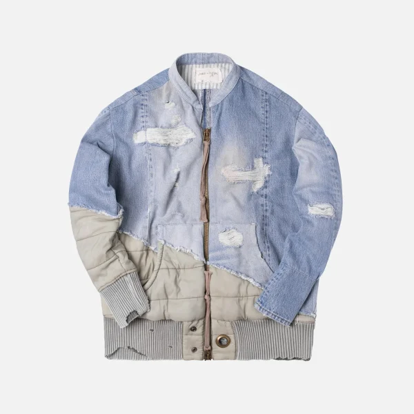 greg lauren 50 50 puffy zip studio jacket denim army - KITH-SHOP